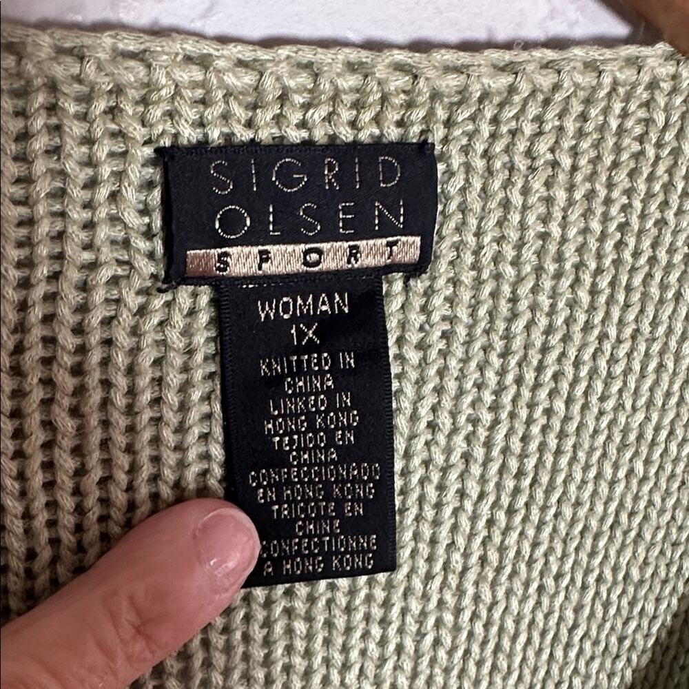 Vintage Sigrid Olsen 1X Green Blue Knit Cardigan Sweater Coastal Grandma Teacher - Picture 4 of 7